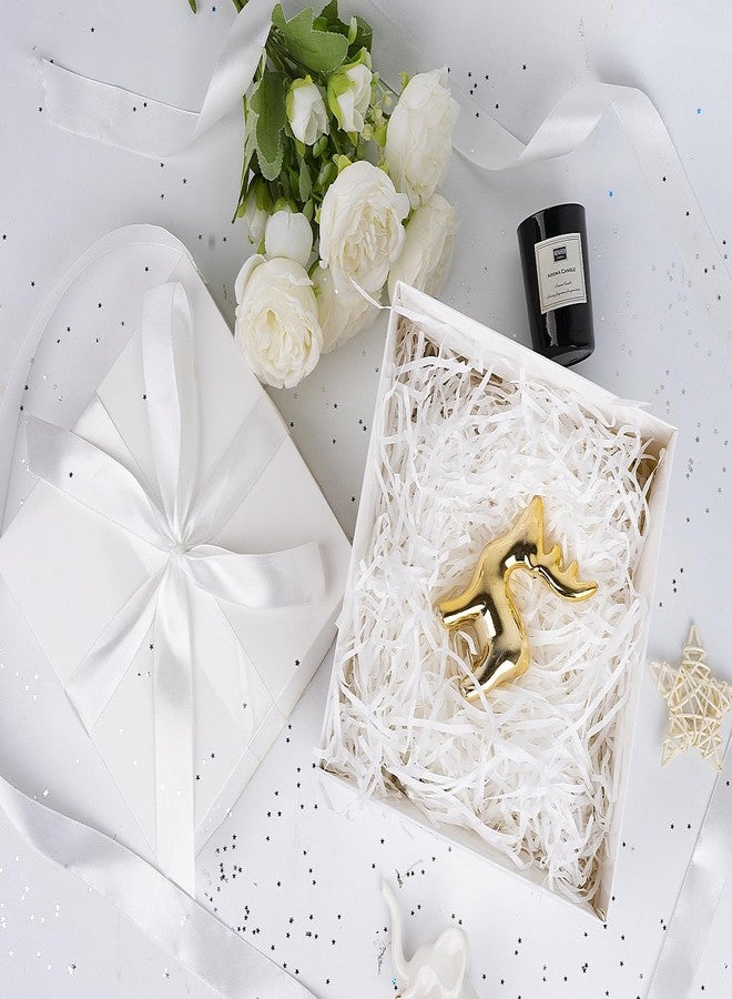 Jaywayang 5 Pack White Gift Boxes with Lids, Ribbons and Tissue Papers Square Gift Boxes - 7.1 Inch - Birthday, Wedding, Presents Wrapping, Mother's Day, Valentine's Day Decoration Party Favor Boxes. - Image 5